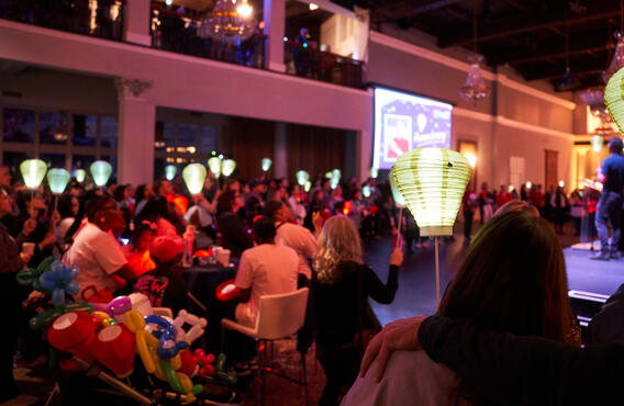 A crowd of people in attandence for a Light The Night event.