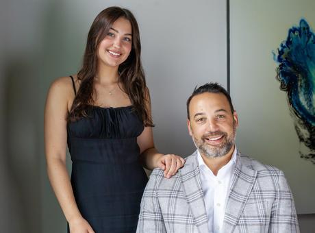 Florence (left, age 17) was diagnosed with non-Hodgkin lymphoma at age 8. Her father Ian Kirouac (right) supports the Leukemia & Lymphoma Society of Canada - including its annual Light the Night event, and his group's Construction Challenge.