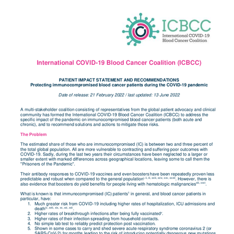 ICBCC Patient Impact Statement